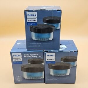 (3) NEW Philips Norelco Quick Clean Pod Cartridge (2 pods per box-6 PODS Total)